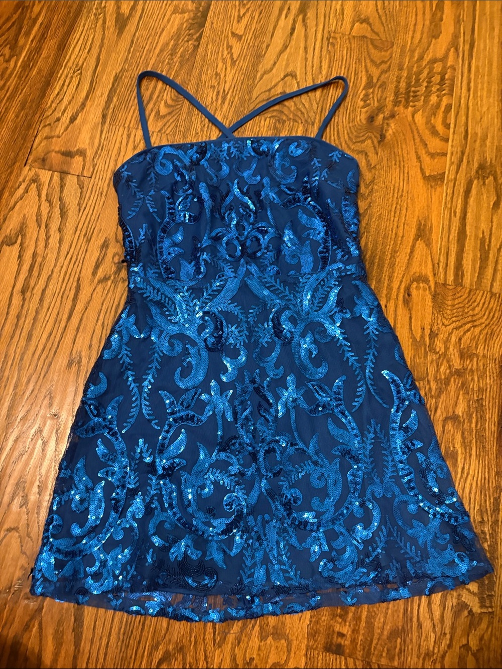 Lulu's Blue Sequin Mini Dress